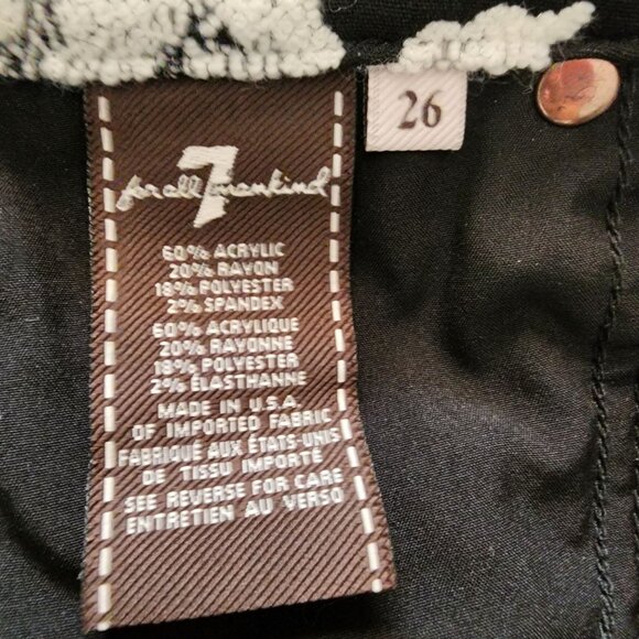 7 For All Mankind Black and White Floral  Pants - Picture 6 of 10